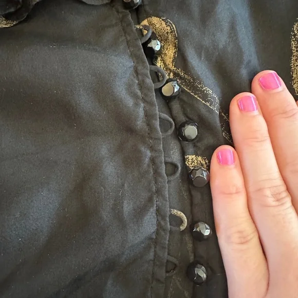 Ralph Lauren Gold and Black Silver Silk Blouse - Picture 3 of 4